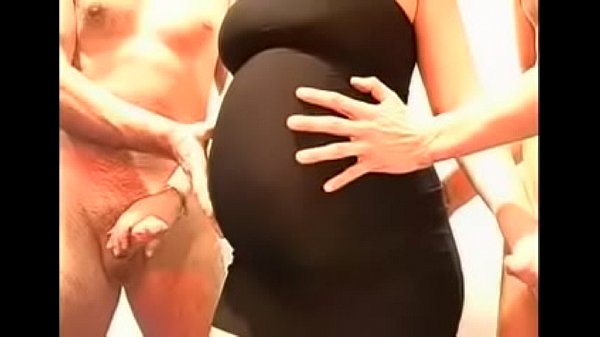 Pregnant in black dress gangbang